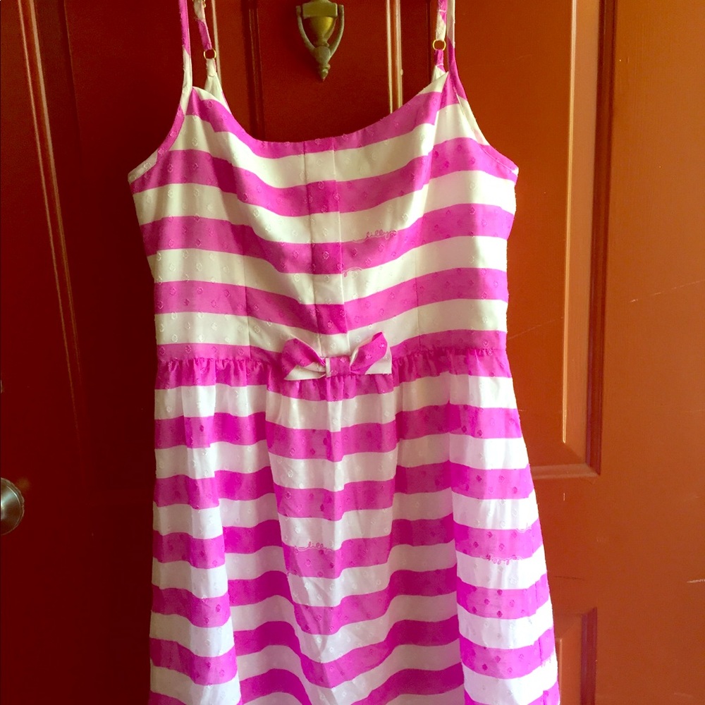 Lilly Pulitzer Fuchsia/White Striped Dress Size 10